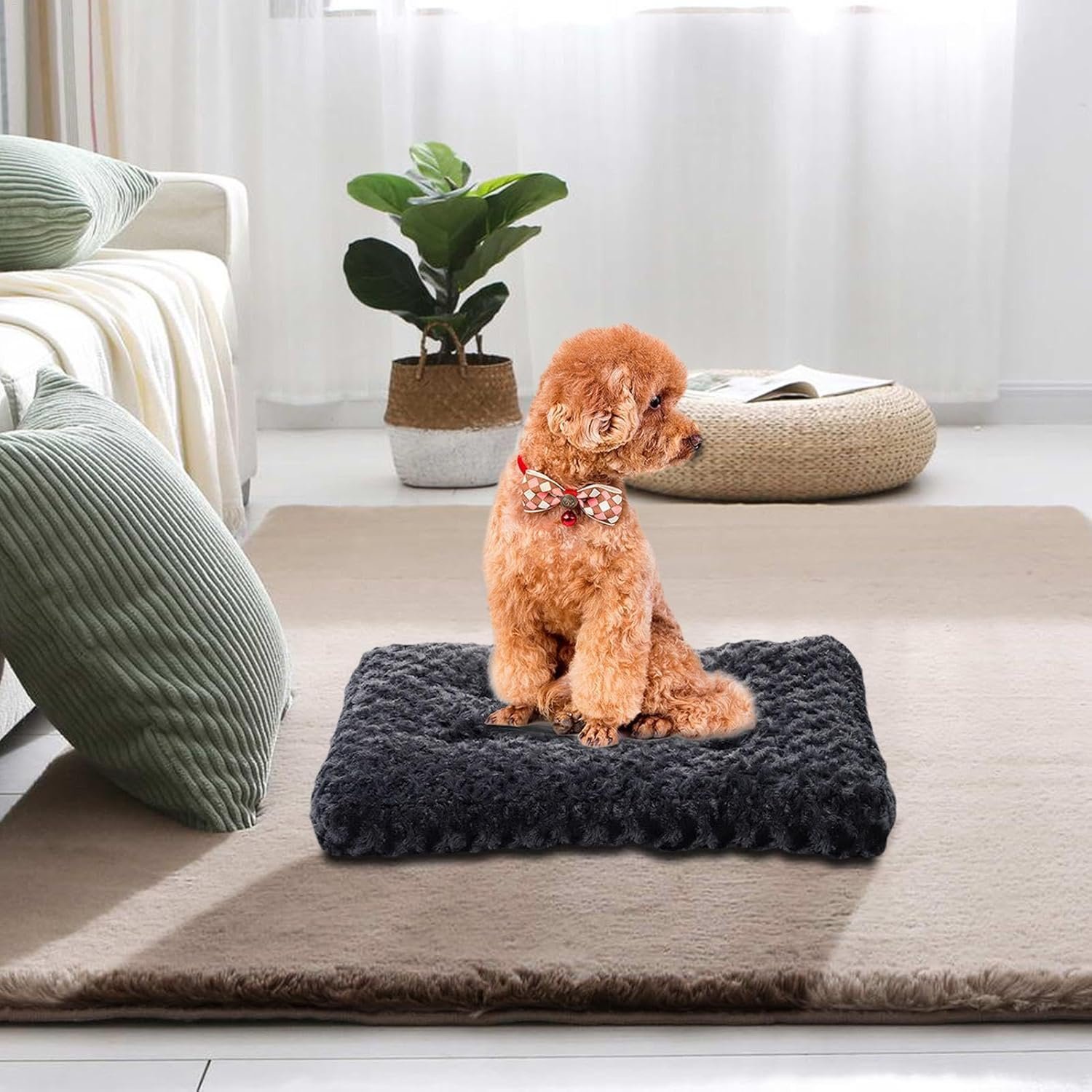 犬用クレートベッド、大型犬用ベッド | 犬用ベッド防水洗える犬用ベッド取り外し可能な犬用クレートパッド -快適な中型犬用ベッド、家庭用、屋内、冬用の滑り止め犬用ベッドと家具 - 이미지 9