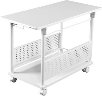 Bauhutte BHD-820H -WH -WH調整可能な高さのL字型デスク、大、コンピューターラック、PCラック（幅15.4 x深さ32.3インチ（39 x 82 cm）、高さ22.4-30.7インチ（57-78 cm）、白い白い