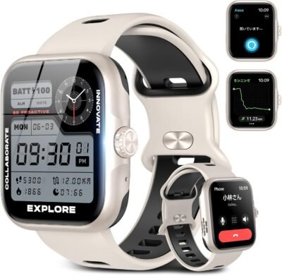 （2024 New Release）多機能スマートウォッチ、GPS機能、Bluetooth 5.3コール、1.78インチの大画面、3 ATM防水、長持ちするバッテリー、アクティビティモニター、腕時計、60種類のエクササイズ