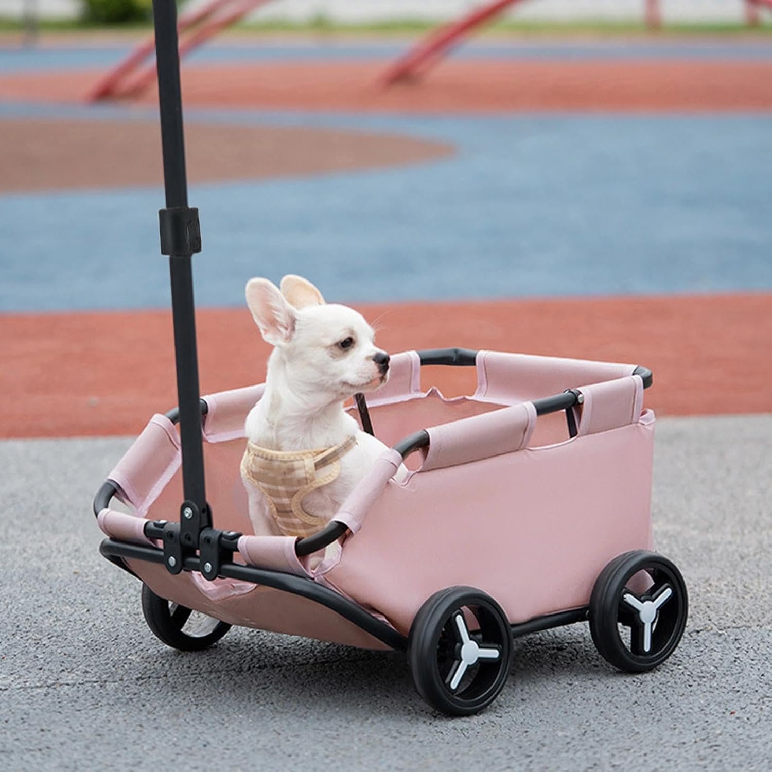 犬ベビーカー - オックスフォードクロスペットキャリアベビーカー| 4輪のローリングペットキャリッジ、軽量の猫ベビーカー、折りたたみトロリー犬カート、旅行用の多機能ペット旅行ベビーカー - 이미지 4