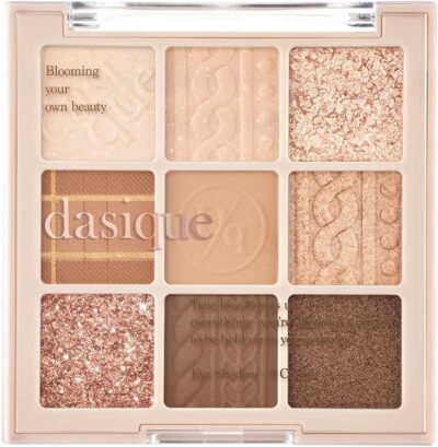 Dasique#15アイシャドウパレット、ベージュニット、9色、ふくらんでいるアイメイク
