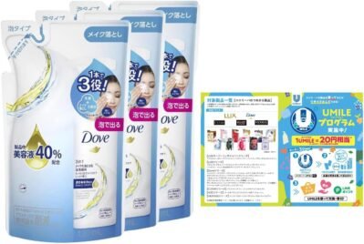 Dove 3-in-1メイクアップリムーバーフォームフェイシャルクレンザー補充4.2 fl oz(120 ml)x 3パック付きボーナス
