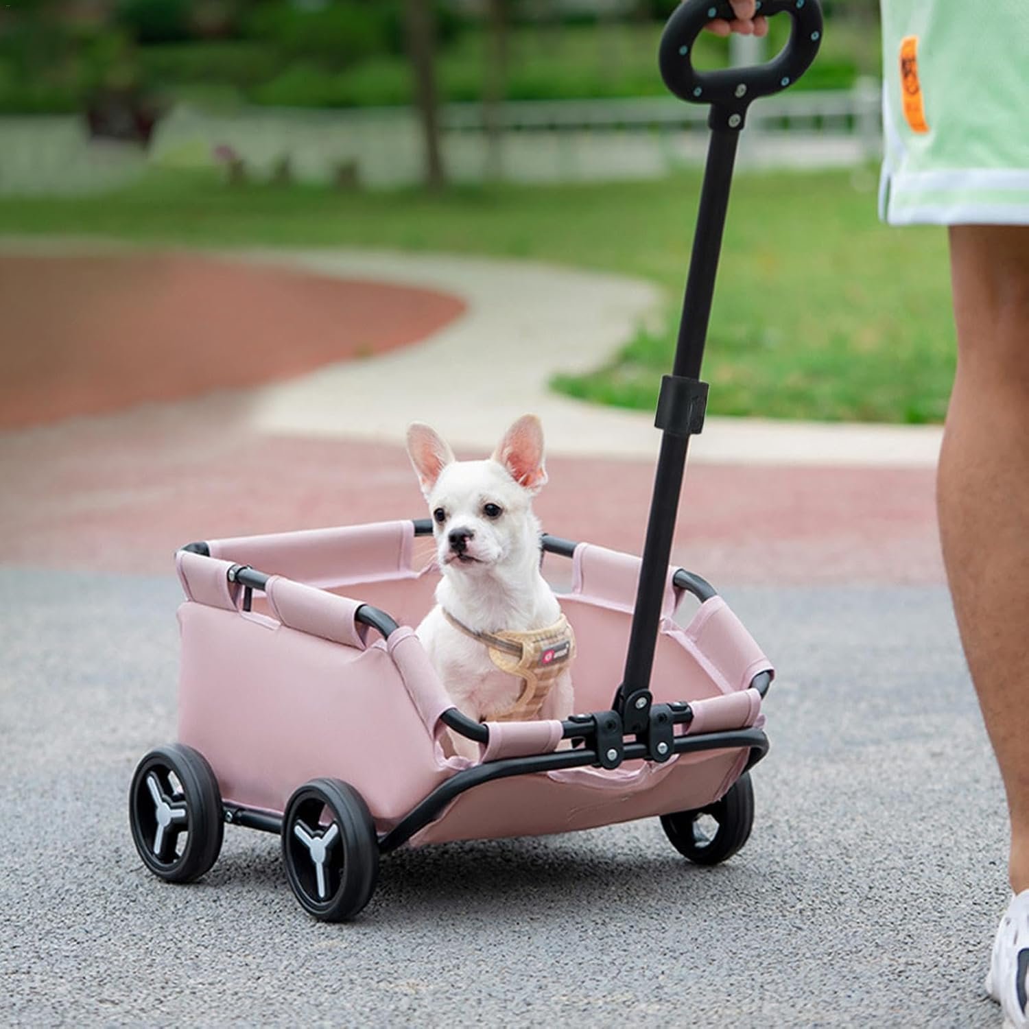 犬ベビーカー - オックスフォードクロスペットキャリアベビーカー| 4輪のローリングペットキャリッジ、軽量の猫ベビーカー、折りたたみトロリー犬カート、旅行用の多機能ペット旅行ベビーカー - 이미지 3