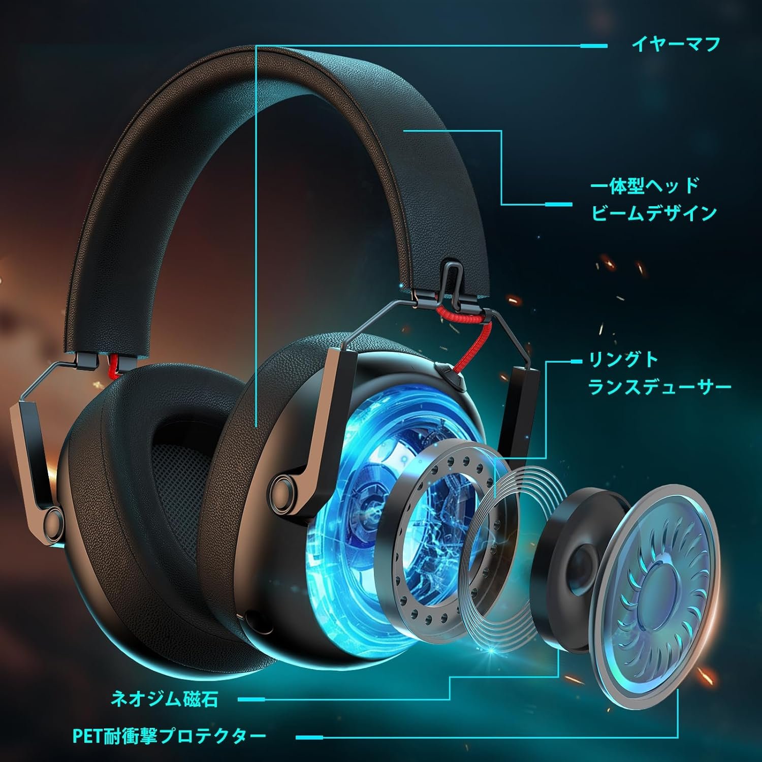 Kapeydesiゲームヘッドセット、ゲームヘッドセット、ワイヤレスヘッドセット、ワイヤレスヘッドフォン、2.4G USBアダプター、Bluetooth 5.3、有線3方向接続、50mmドライバー、低レイテンシーヘッドセット、60時間の連続 - 이미지 2