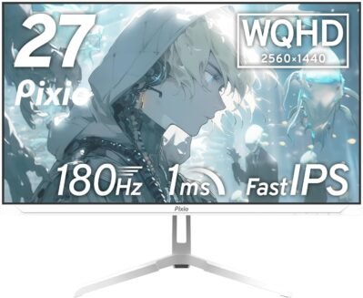 Pixio PX278 Wave White Gaming Monitor、27インチ、180Hz、WQHD、高速IPS