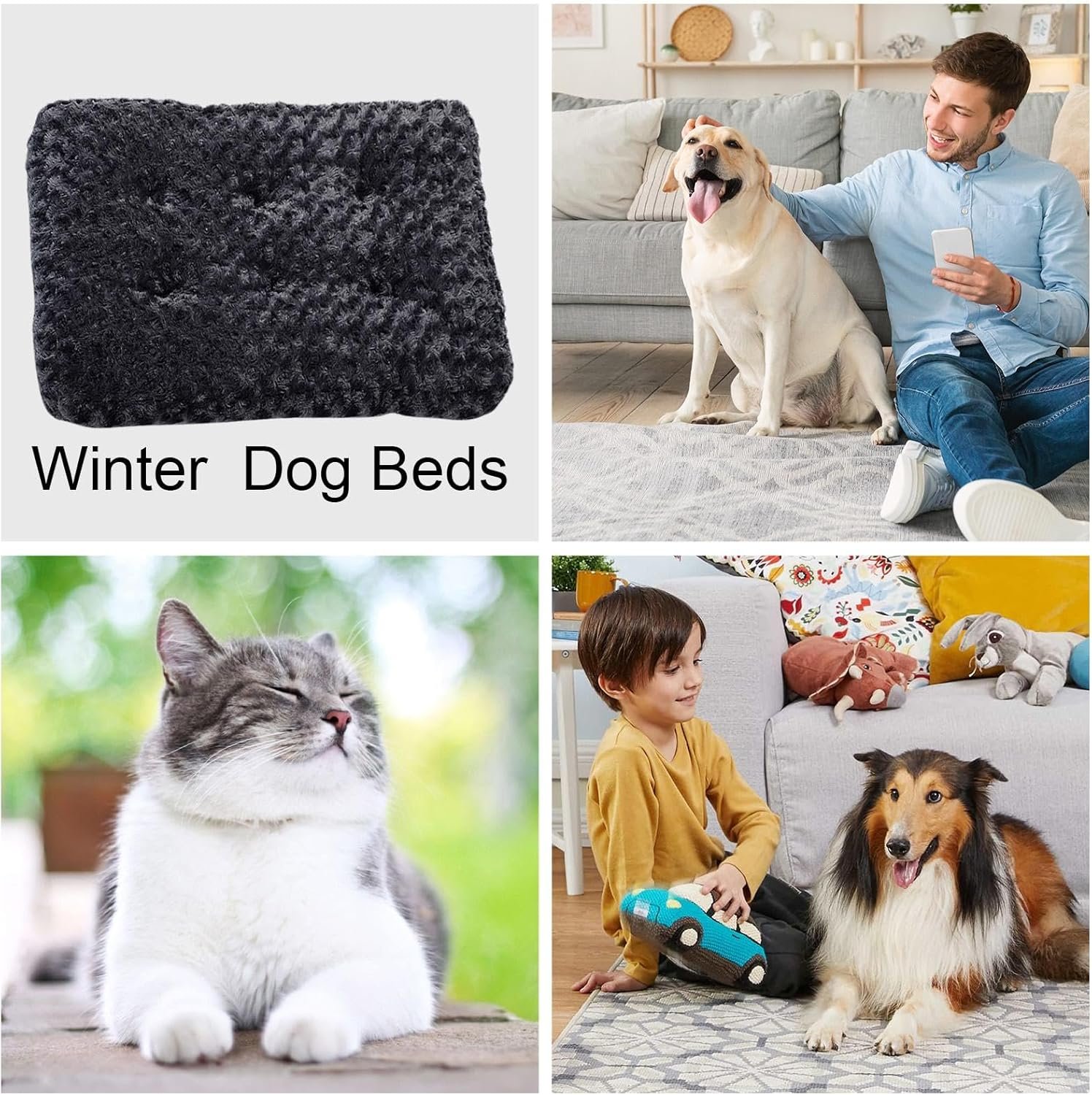 犬用クレートベッド、大型犬用ベッド | 犬用ベッド防水洗える犬用ベッド取り外し可能な犬用クレートパッド -快適な中型犬用ベッド、家庭用、屋内、冬用の滑り止め犬用ベッドと家具 - 이미지 4