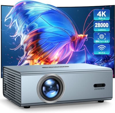 所有権2024年の革新的な電気フォーカスと27,000 LMの高輝度と高輝度と高輝度、小型、自動台形、真の1080p、ホームプロジェクター、天井投影、wifi6、