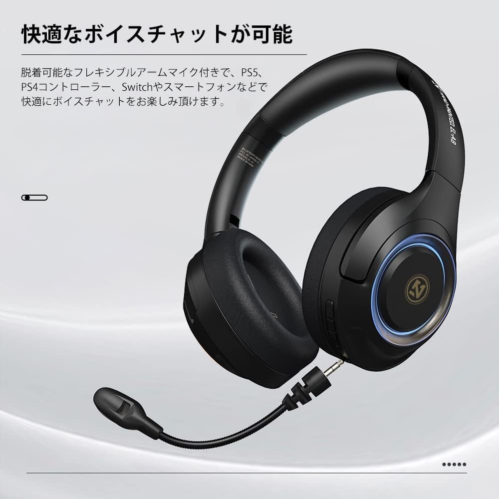 OKCSC A8ゲーミングヘッドセット、ワイヤレス、Bluetooth、囲まれた、有線ワイヤレス、SDカード互換、低レイテンシ、約50時間の継続的使用、折りたたみ式、音声チャット可能、PC/PCとの互換性、 - 이미지 3