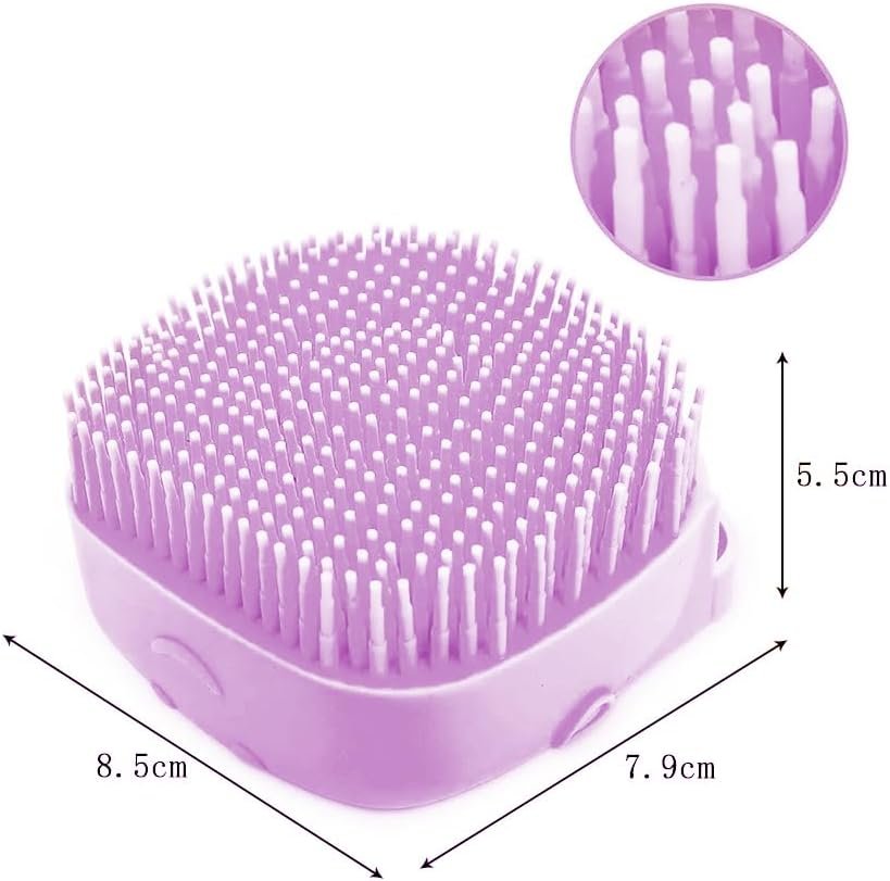 ドッグバスブラシ、柔らかいシリコーンペットシャンプーマッサージディスペンサーグルーミングシャワーブラシ - ケア用品付きパッケージボックスシャンプー(紫) - 이미지 3