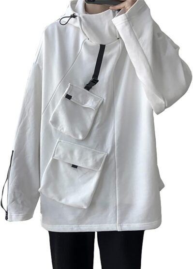 Foveitaa Men’sパーカー、大きなサイズ、長袖、春の服、秋の服、スウェットシャツ、カジュアル、ファッショナブル、ストリート、ファッション、スタイリッシュ、韓国語、柔らかく、ゆるい