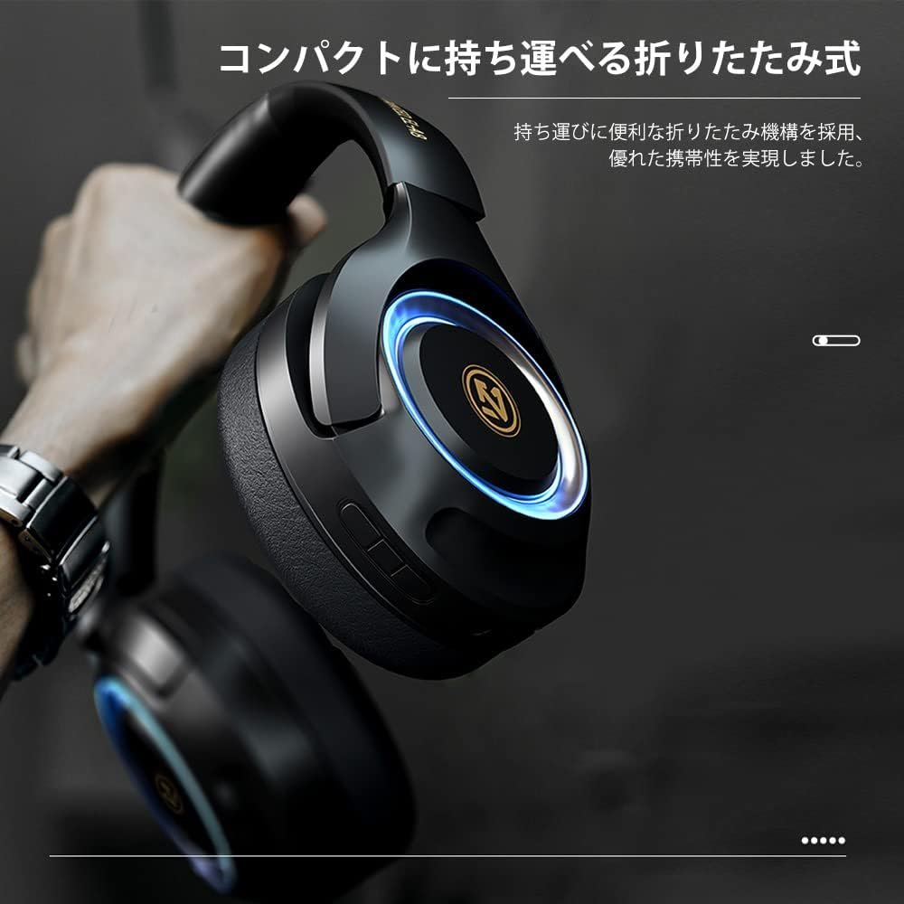 OKCSC A8ゲーミングヘッドセット、ワイヤレス、Bluetooth、囲まれた、有線ワイヤレス、SDカード互換、低レイテンシ、約50時間の継続的使用、折りたたみ式、音声チャット可能、PC/PCとの互換性、 - 이미지 6
