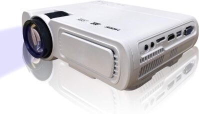 ヤマゼンYLP-80HD（W）キュリウムプロジェクター、3900ルーメン、32-120インチ、フルHD、白