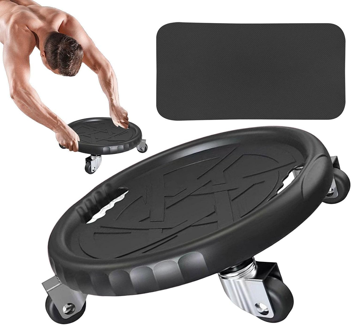 マット付き腹部フィットネスローラー - ノイズレス腹部運動機器 - 筋肉コア筋力トレーニングツール - コアワークアウト用腹部ホイールローラー - ジムの150kgの重量容量スポーツ機器 - 이미지 7