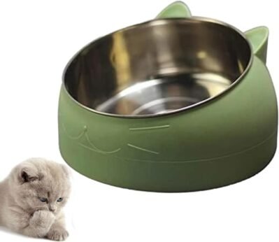 lyyxjsltdキャットフードコンテナ斜めの猫の食器、7.8 fl oz(200 ml)、ステンレス鋼、フードボウル、ウォーターボウル、さらに猫、犬の料理、犬の料理、衝突、皿、ペットなどを防ぎます。