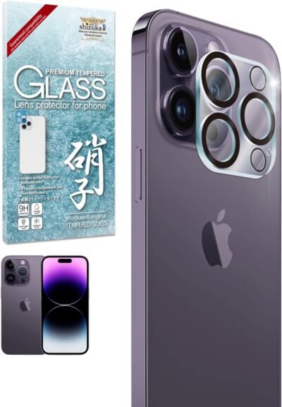 シツカはiPhone 14 Pro / iPhone 14 Pro Max Camera Protector Camera Caber Caber Lens Tempered Glass Bubble Free Full Protective Film Film Glass Film Film Lens Cover 1パック