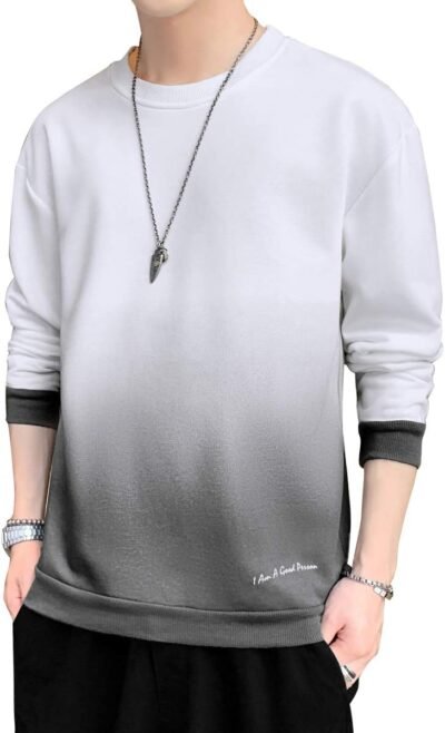 Aidemengメンズパーカー、スウェットシャツ、秋の服、長袖、Tシャツ、グラデーショントップ、プルオーバー、ルーズ、カジュアル、大型、人気、綿、柔らかい、大きなサイズ、春、秋、冬