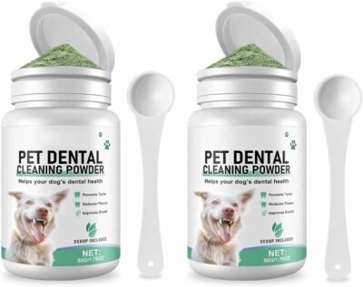犬の歯科用パウダー、犬のブレスフレッシュナーデンタルパウダー、犬のプラークとタルタルレムーバー、粉末のプラークと口臭、ペットの歯科治療、小型 – 中程度の大きな犬用の歯科治療用品