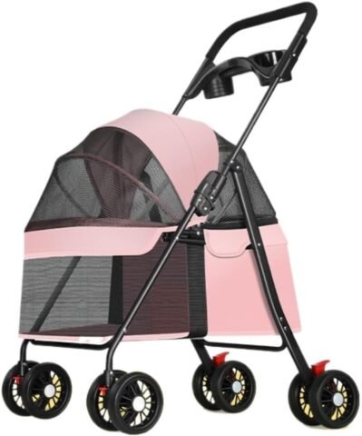 猫犬用猫バギーいぬ用犬ベビーカー4輪トラベルキャリア輪トラベルキャリア(ピンク)