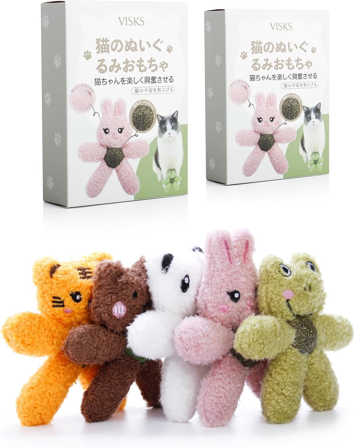 猫のおもちゃ、猫のおもちゃ、キャットニップ、リアルでかわいい動物のキャラクター、複数の選択猫、猫のおもちゃを和らげるための猫のおもちゃ(a:緑 - カエル) - 이미지 7
