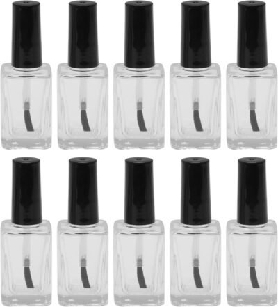 Diystyle 10 PCS 15mlマニキュアボトル空のボトル分割ボトル補充化粧品ストレージ旅行用品ガラスブラック
