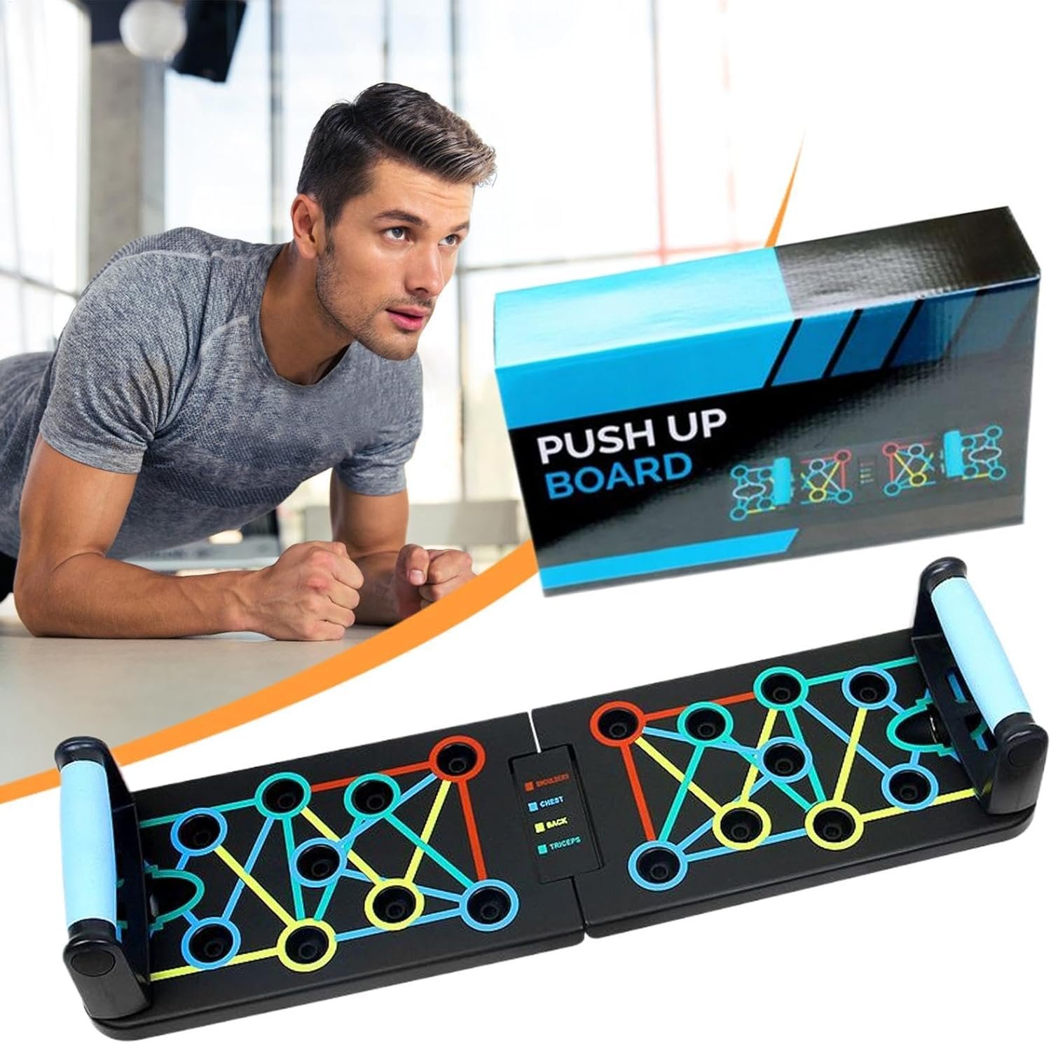 プッシュアップボード -フィットネストレーニングボード| 折りたたみ式腕立て伏せスタンドシステム折りたたみ式腕立て伏せスタンドシステムプロフェッショナル筋力トレーニング補助具男女兼用 - 이미지 3