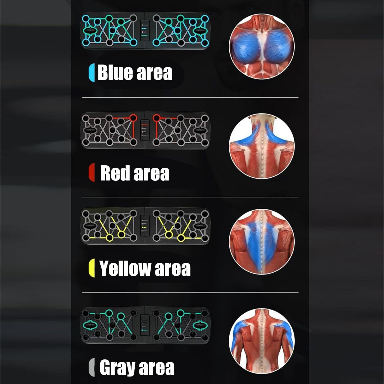 プッシュアップボード -フィットネストレーニングボード| 折りたたみ式腕立て伏せスタンドシステム折りたたみ式腕立て伏せスタンドシステムプロフェッショナル筋力トレーニング補助具男女兼用 - 이미지 5