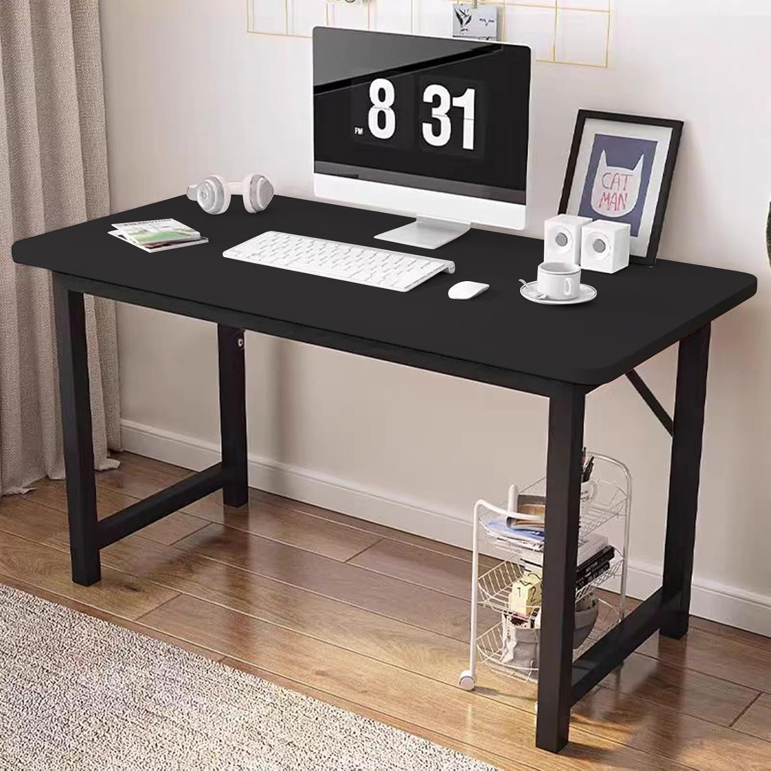 JMDZデスク、コンピューターデスク、組み立てが簡単、シンプル、ワークデスク、ゲームデスク、幅31.5/39.4 x深さ19.7インチ(80/100 x 50 cm)、ホームワーク用、リモートワーク用、スタイリッシュなテーブル、シンプル、虚栄心