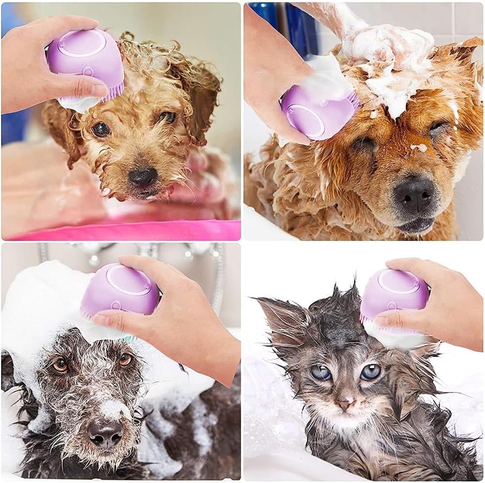 ドッグバスブラシ、柔らかいシリコーンペットシャンプーマッサージディスペンサーグルーミングシャワーブラシ - ケア用品付きパッケージボックスシャンプー(紫) - 이미지 7