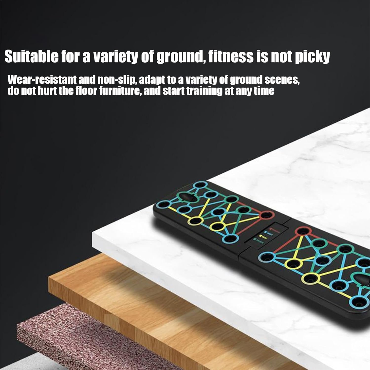 プッシュアップボード -フィットネストレーニングボード| 折りたたみ式腕立て伏せスタンドシステム折りたたみ式腕立て伏せスタンドシステムプロフェッショナル筋力トレーニング補助具男女兼用 - 이미지 4