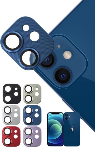 シズカはiPhone 12ミニカメラ保護カメラカバーカメラレンズ強化ガラスバブルフリーフル保護フィルムフィルムフィルムレンズプロテクターレンズカバーブルー1パック