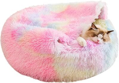 室内猫用猫ベッド、犬用ベッド中型犬用 | レインボーキャットベッドレインボーキャットベッド -小型ペットベッド、猫ハウス、家庭用ペット家具、屋内、冬
