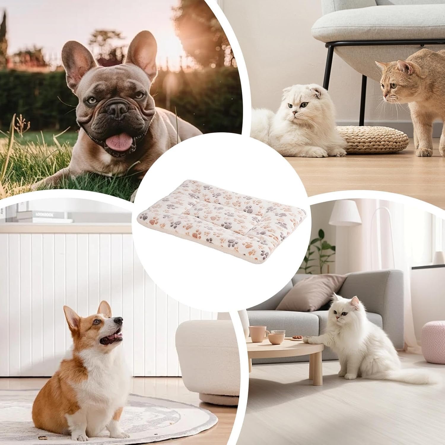 犬用クレートパッド、犬小屋用犬用ベッド | 冬用犬用ベッド冬用犬用ベッド27.5 x 21.5インチ -犬小屋パッド暖かい犬クレートマット洗える猫寝袋ベッド家具屋内猫犬子犬ペット愛好家のため - 이미지 4