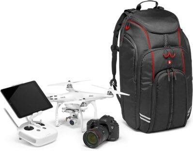ドローン用MANFROTTO MB BP-D1カメラバックパック、8.2 gal（25.9 L）、三脚マウント可能、17インチのPCを保持し、雨カバーが含まれ、ファントムと互換性があります