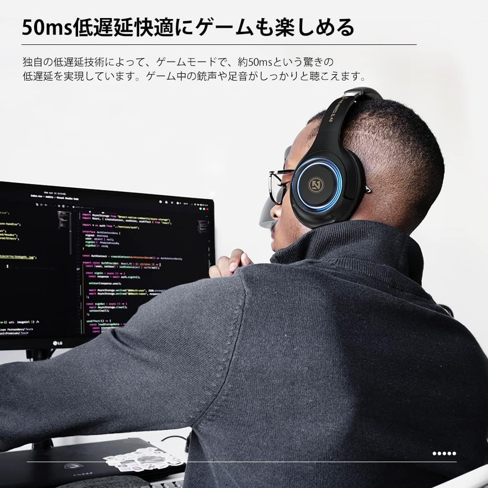 OKCSC A8ゲーミングヘッドセット、ワイヤレス、Bluetooth、囲まれた、有線ワイヤレス、SDカード互換、低レイテンシ、約50時間の継続的使用、折りたたみ式、音声チャット可能、PC/PCとの互換性、 - 이미지 4