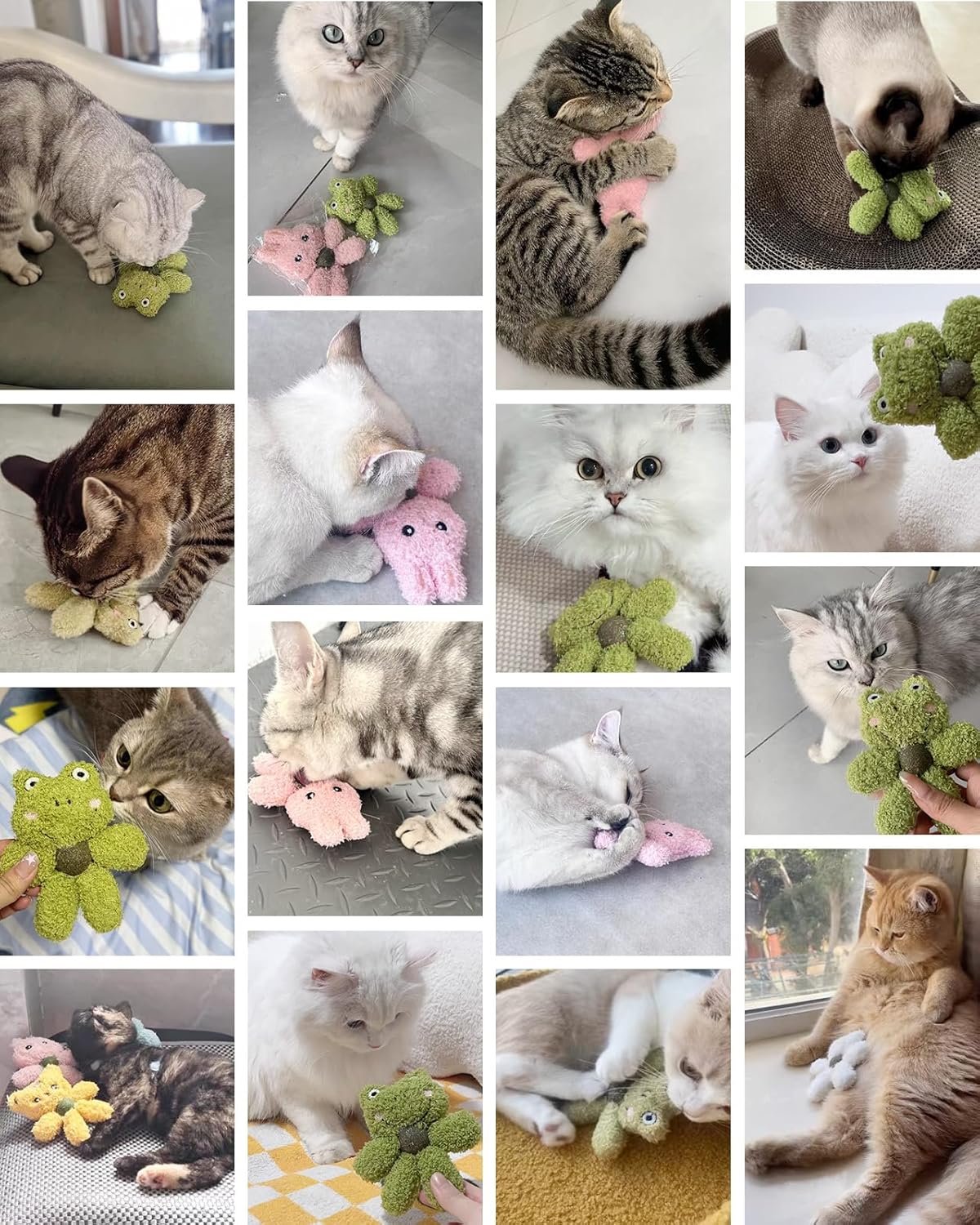 猫のおもちゃ、猫のおもちゃ、キャットニップ、リアルでかわいい動物のキャラクター、複数の選択猫、猫のおもちゃを和らげるための猫のおもちゃ(a:緑 - カエル) - 이미지 8