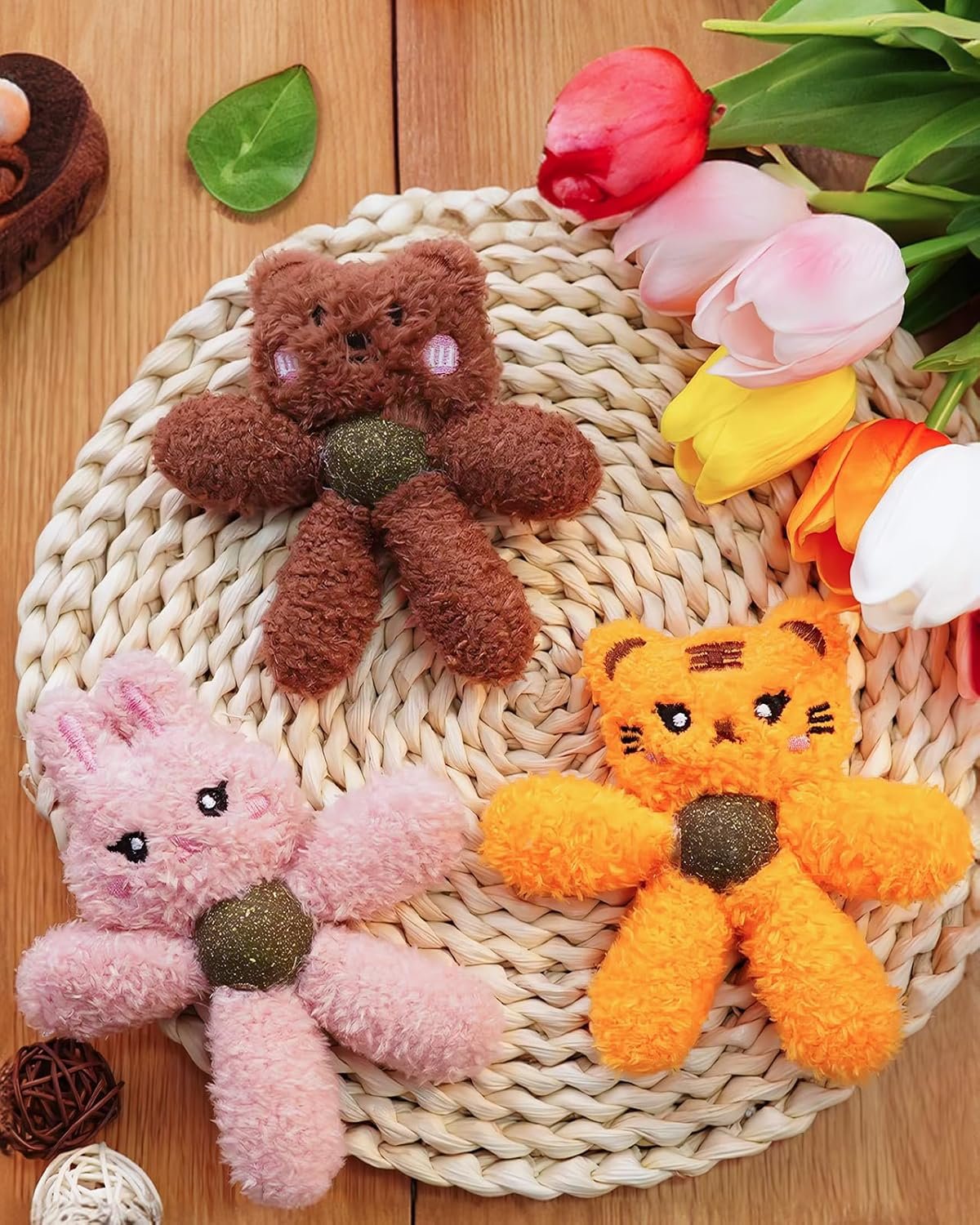 猫のおもちゃ、猫のおもちゃ、キャットニップ、リアルでかわいい動物のキャラクター、複数の選択猫、猫のおもちゃを和らげるための猫のおもちゃ(a:緑 - カエル) - 이미지 4