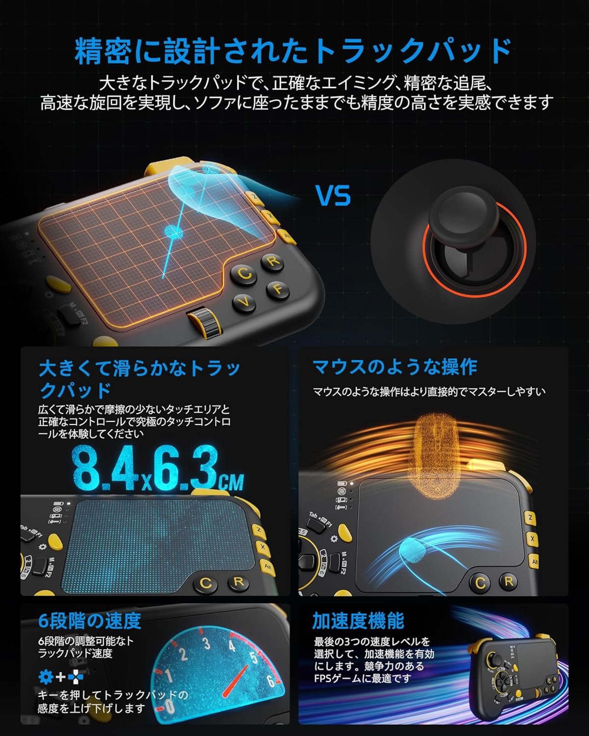 IFYOO GTP01 Pro 2.4Gワイヤレスゲーミングタッチパッドジャイロスコープ、キーボード、マウス機能、ゲームコントローラーゲームパッドの形状、PS5、PS4、Xbox X | S、Xbox One、PC Steam Windows 11 10、特にサポート - 이미지 3