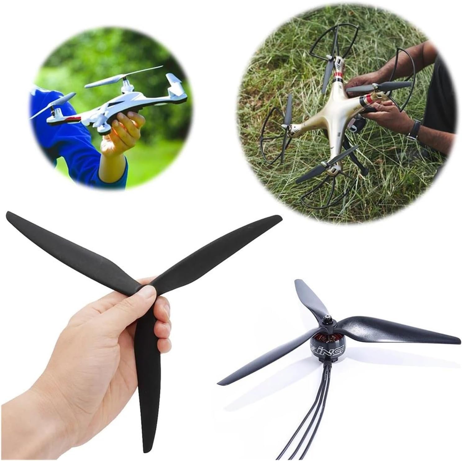 プロペラプロペラ4個105010インチインチブラック3ブレード/トライブレードプロペラプロペラrc fpvレーシングドローン用 - 이미지 4