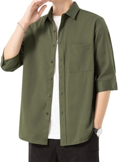 Foveitaaシャツ、3/4スリーブ、メンズ、夏の服、ファッショナブル、カジュアル、大きなサイズ、ボタンダウン、ビジネス、スタイリッシュ、デザイン、快適、通気性、春、夏、秋、入手可能