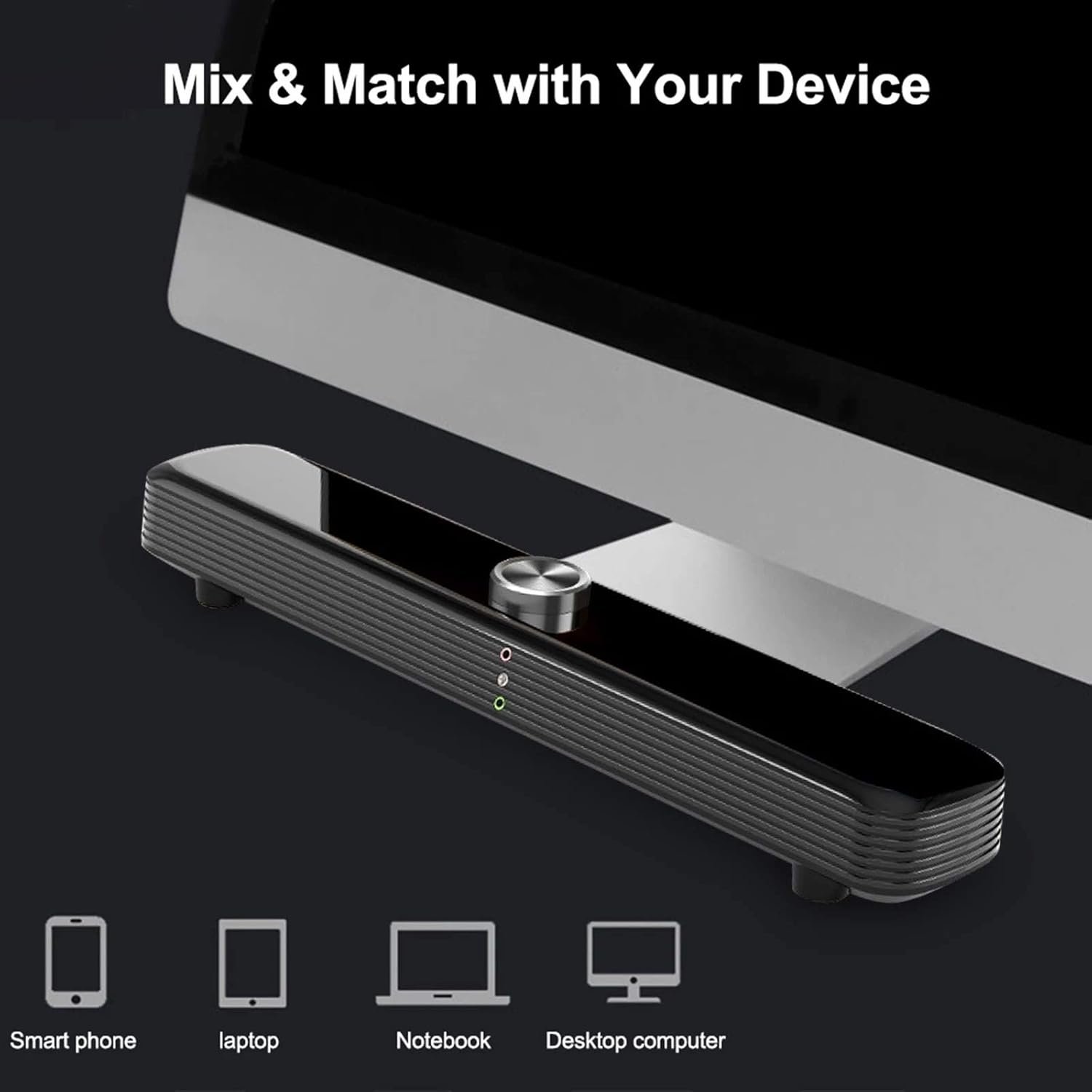 テレビサウンドバー3.5mm有線サウンドバーリッチベースUSB搭載サウンドバースピーカー用テレビ(色:白、サイズ:1つのサイズ) - 이미지 3