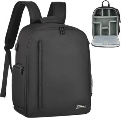 CWATCUNカメラバッグ、バックパック、大容量、カメラバッグ、SLR、防水、ストレージデュアルショルダー、カメラトリポードストレージ、軽量、SLRカメラバッグ、DSLRデジタルカメラ、ドロン、カメラケース、TRL用