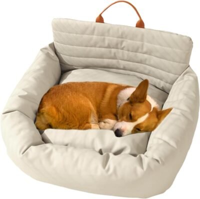 子犬のカーシート、ドッグカーベッド – 車の犬の座席ペットキャリア、ペットブースター、猫のベッドと家具、女性、男性、家族、友人のための旅行アクセサリー