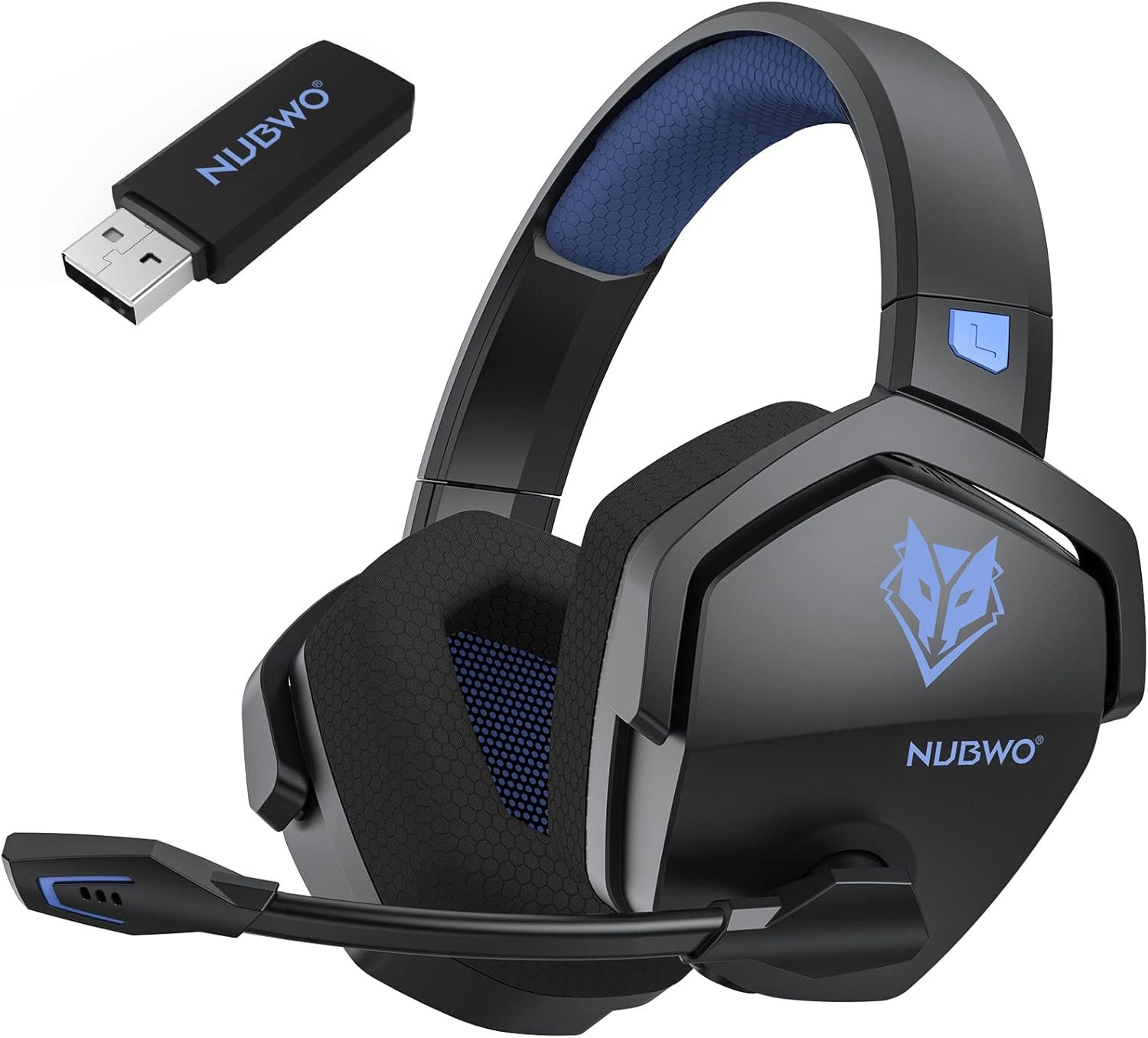 Nubwo Gamingヘッドセット、ワイヤレス、100時間の継続的使用、2.4g、USB、ワイヤレス、有線3方向接続、PS5 PS4ヘッドセット、マイクが含まれています、ヘッドフォン、ミュート機能、低レイテンシー、FPSゲーム