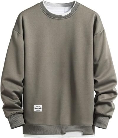 fjltdcpパーカー、メンズ秋の服、長袖、プルオーバー、Tシャツ、ルーズフィット、トレーナー、トップ、ラウンドカラー、ソフト、カジュアル、ファッショナブル、大きなサイズ、春、秋、冬の服
