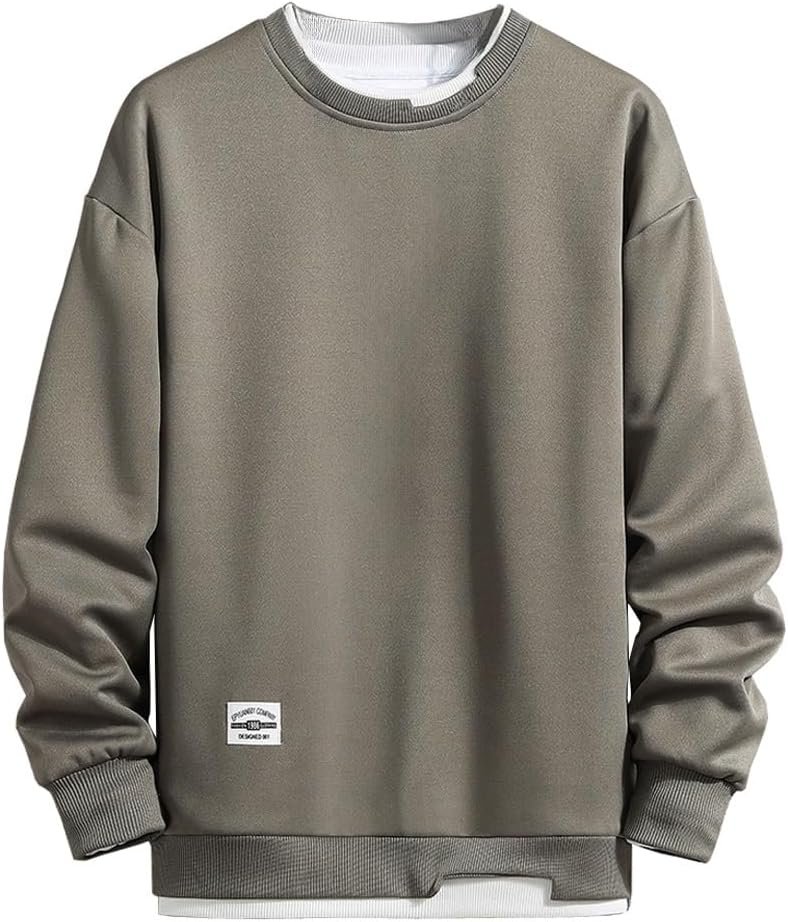 fjltdcpパーカー、メンズ秋の服、長袖、プルオーバー、Tシャツ、ルーズフィット、トレーナー、トップ、ラウンドカラー、ソフト、カジュアル、ファッショナブル、大きなサイズ、春、秋、冬の服