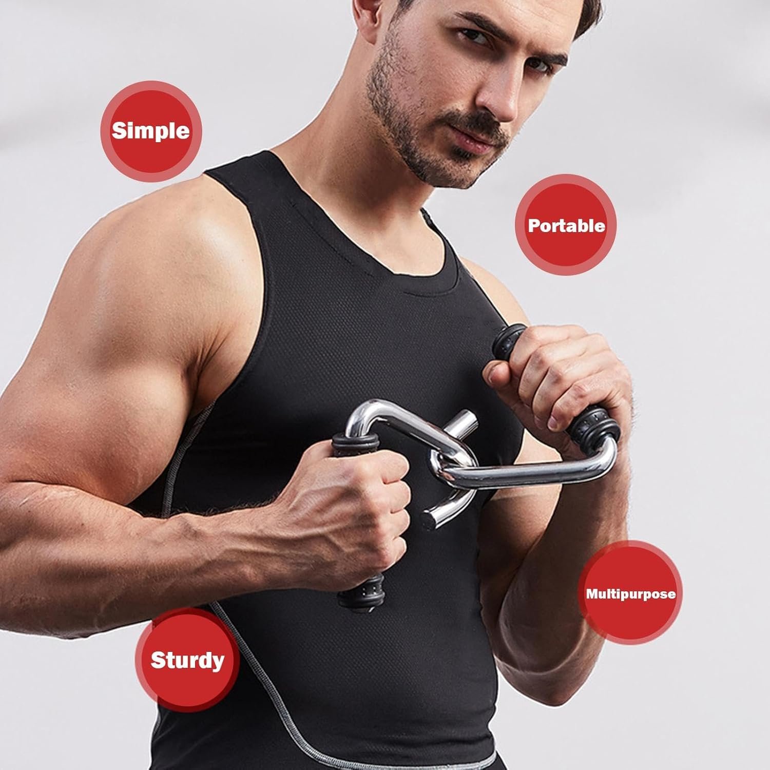 プルアップバーハンドル、レジスタンスバンドハンドル-1ペアトレーニングハンドルVista Gym -Metal Resistance Bandハンドル、C字型のプルアップハンドル、弾性バンドトレーニング用の頑丈なハンドル - 이미지 3