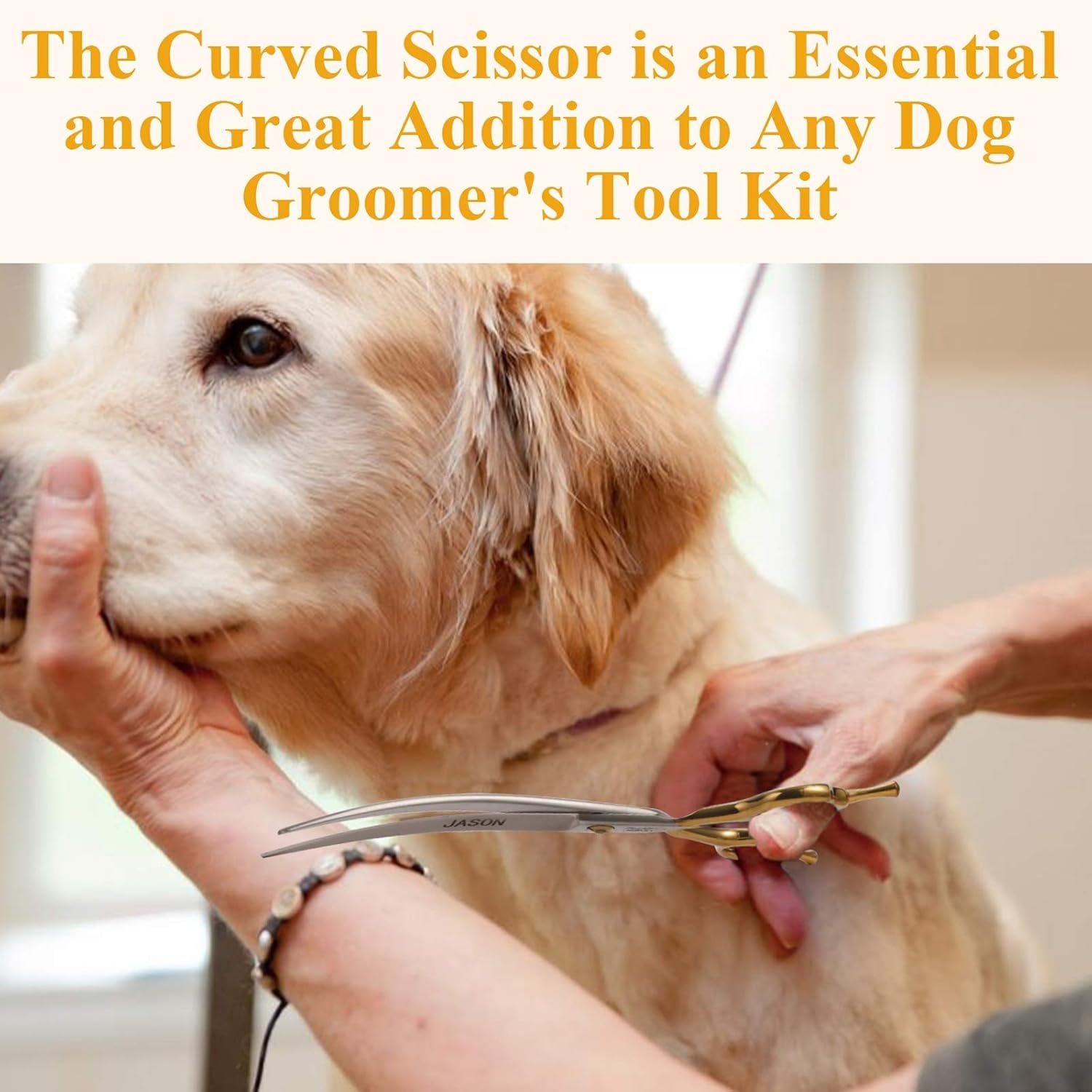 ジェイソン7.5 "湾曲した犬のグルーミングハサミ猫グルーミングシアーズペットトリミングキット右利きのグルーマーシャープ快適な軽量ハイヤー - 이미지 5