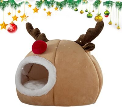 クリスマスペットアクセサリー猫の洞窟ベッドおしゃれなペット家具猫用ネストベッド猫用ネストベッド耐久性のあるペットの洞窟居心地の良い子猫ハウス暖かい犬用ベッド冬のペットの洞窟ユニークな猫のギフトポータブルペット洞窟お祝いのペットベッド