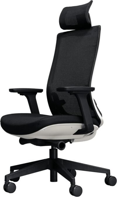 Aimchair Gaming Chair、メッシュバック、4レベルのリクライニング、最大123°、調整可能な前後座席、高密度ウレタンオフィスチェア、デスクチェア、ワークチェア、リモートワーク（白）