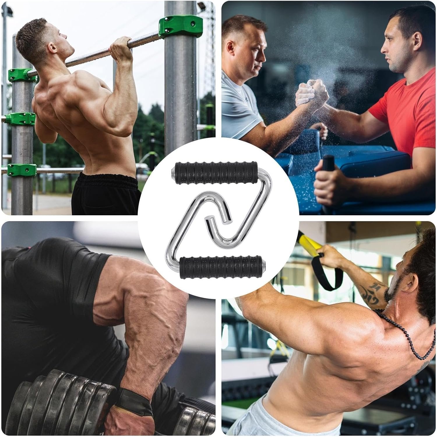 プルアップバーハンドル、レジスタンスバンドハンドル-1ペアトレーニングハンドルVista Gym -Metal Resistance Bandハンドル、C字型のプルアップハンドル、弾性バンドトレーニング用の頑丈なハンドル - 이미지 5